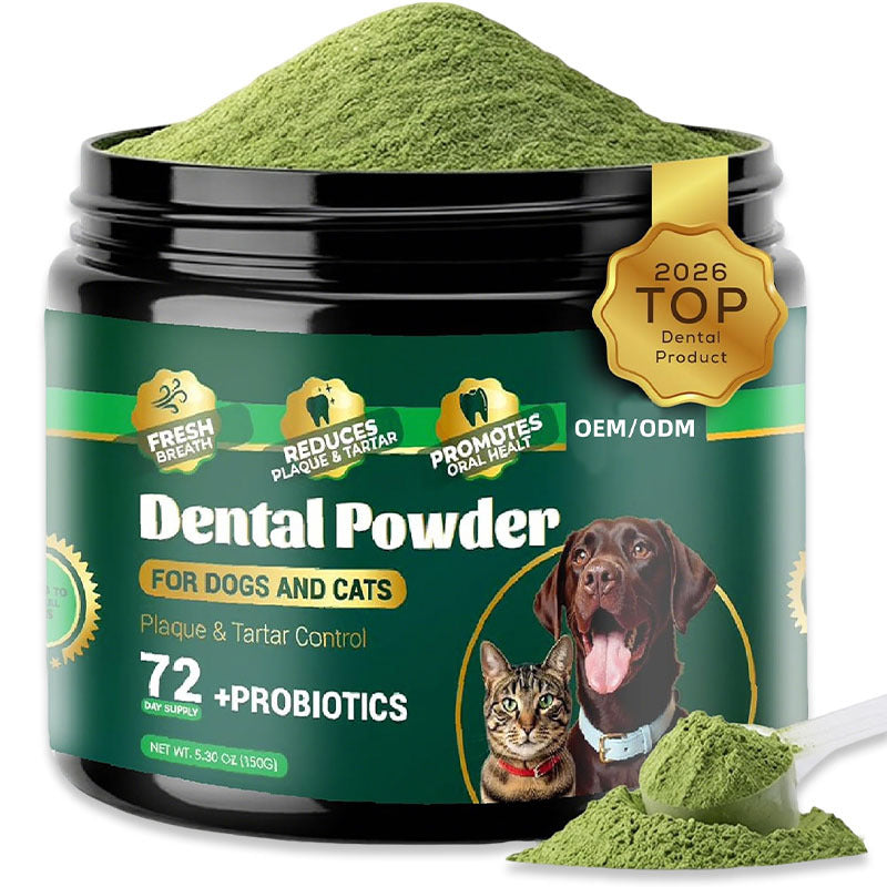 Amazon's best-selling pet dental powder for cat and dog dental health, gut health supplement